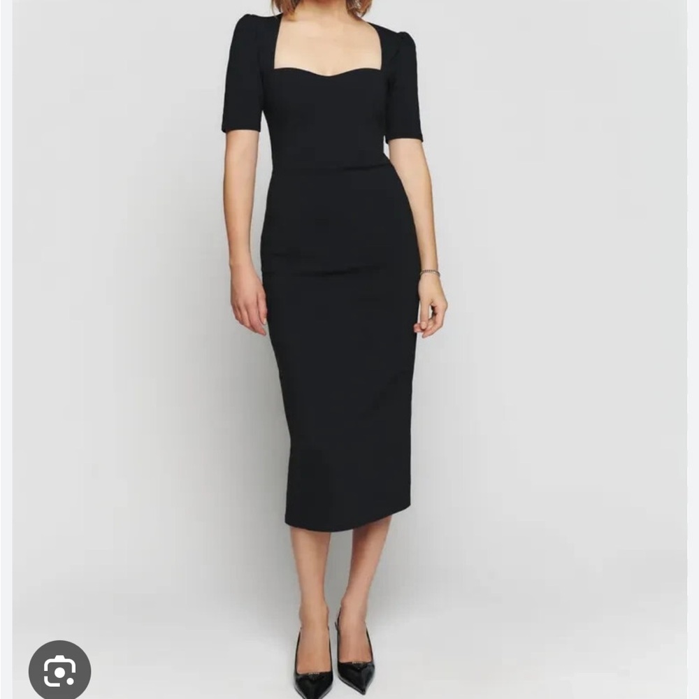 Reformation clayten midi dress black